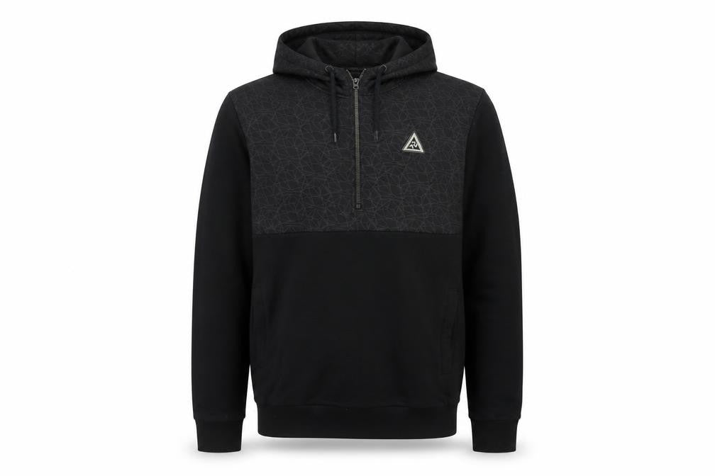 River Island Men’s Black S Geometric 1/2 Zip Hooded Pullover Hoodie