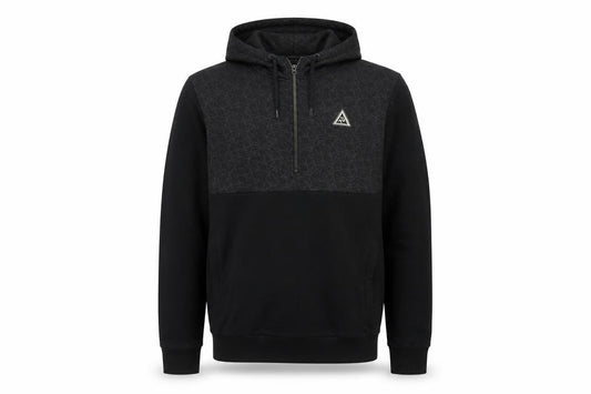 River Island Men’s Black S Geometric 1/2 Zip Hooded Pullover Hoodie