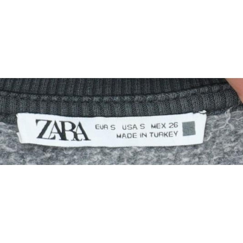 Zara Women Black S Jewel Embellished Crew Neck Pullover Sweatshirt