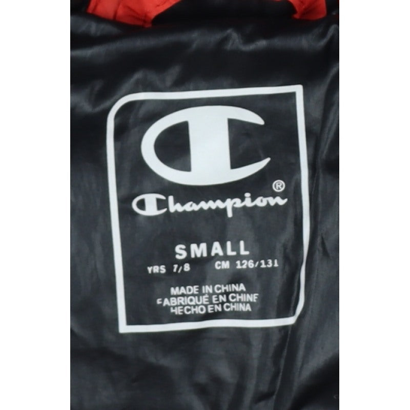 Champion Boys Red Black 7-8 Years Hooded Puffer Jacket