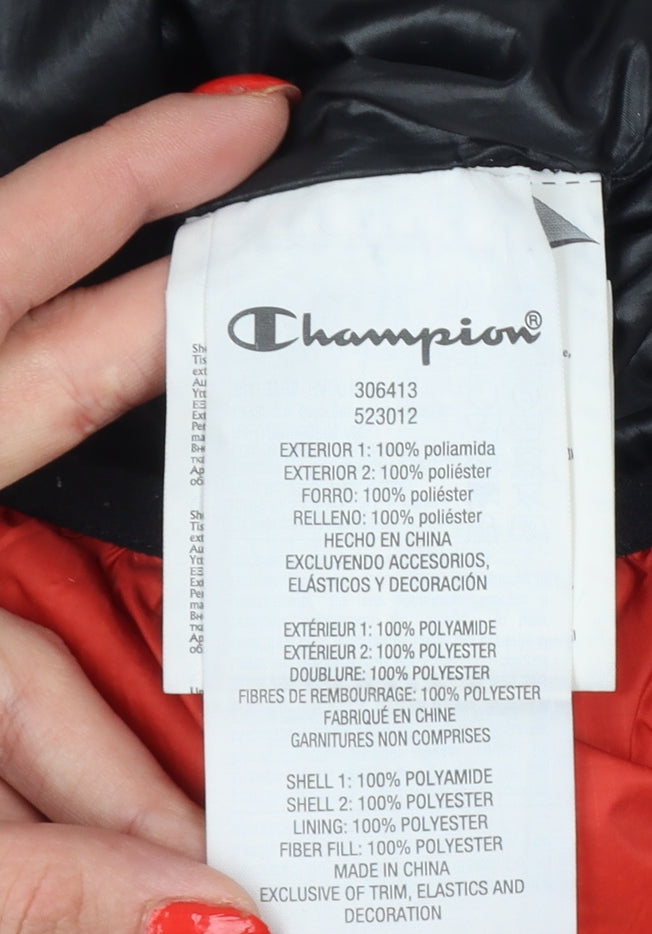 Champion Boys Red Black 7-8 Years Hooded Puffer Jacket
