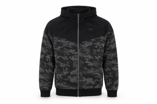 Everlast Men’s Black Grey Camo Full Zip Hoodie UK XL Logo