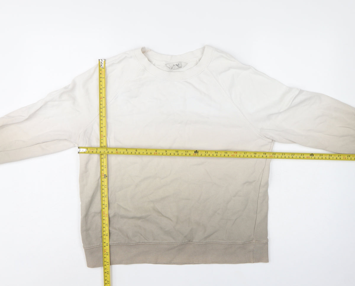 M&S Women’s Brown Mix XS Cotton Raglan Crew Neck Pullover Sweatshirt