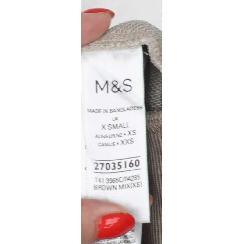 M&S Women’s Brown Mix XS Cotton Raglan Crew Neck Pullover Sweatshirt