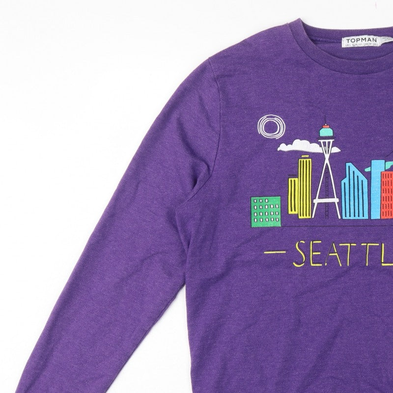Topman Men’s Purple L Seattle Graphic Print Crew Neck Sweatshirt