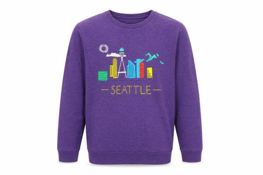 Topman Men’s Purple L Seattle Graphic Print Crew Neck Sweatshirt