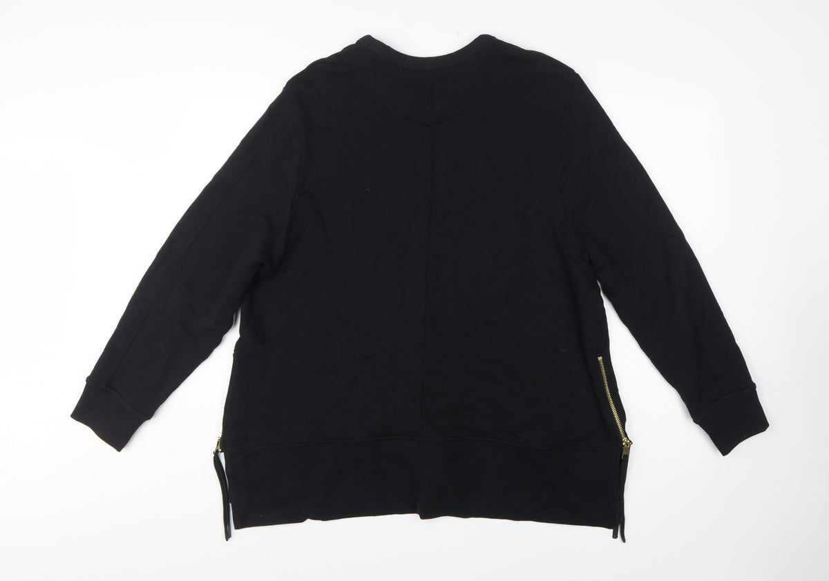 Next Women’s Black XL Tunic Sweatshirt Gold Zip Side Drawstrings