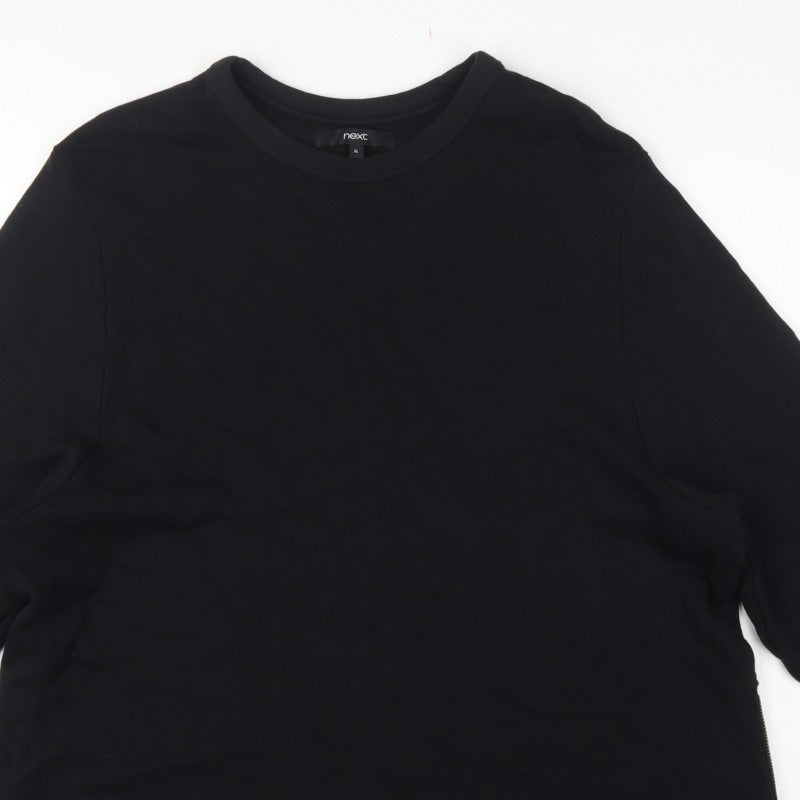 Next Women’s Black XL Tunic Sweatshirt Gold Zip Side Drawstrings