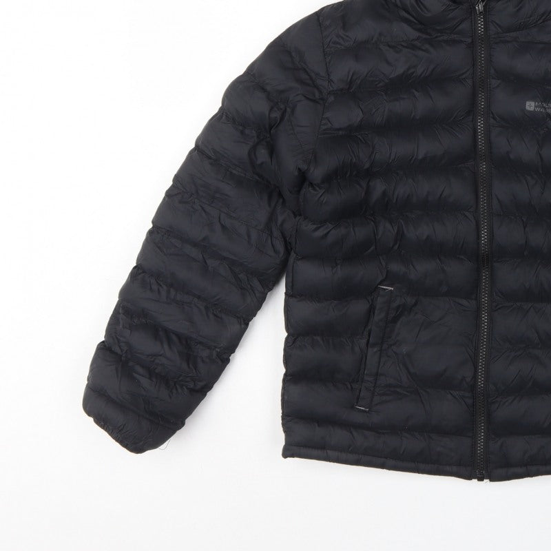 Mountain Warehouse Boys Black 9-10 Years Hooded Puffer Jacket Lightweight