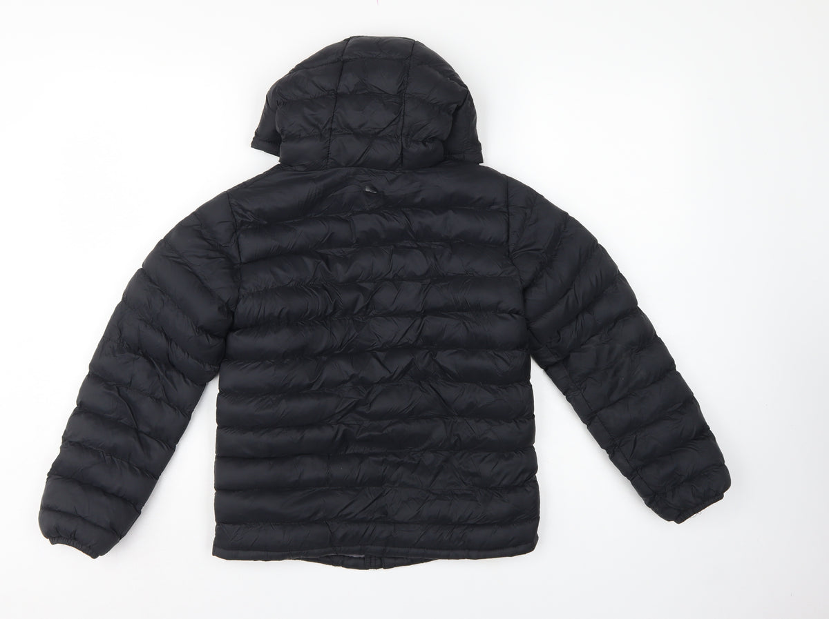 Mountain Warehouse Boys Black 9-10 Years Hooded Puffer Jacket Lightweight