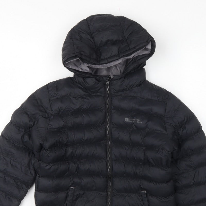 Mountain Warehouse Boys Black 9-10 Years Hooded Puffer Jacket Lightweight