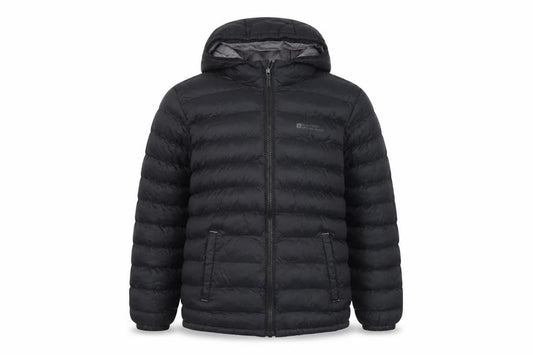 Mountain Warehouse Boys Black 9-10 Years Hooded Puffer Jacket Lightweight