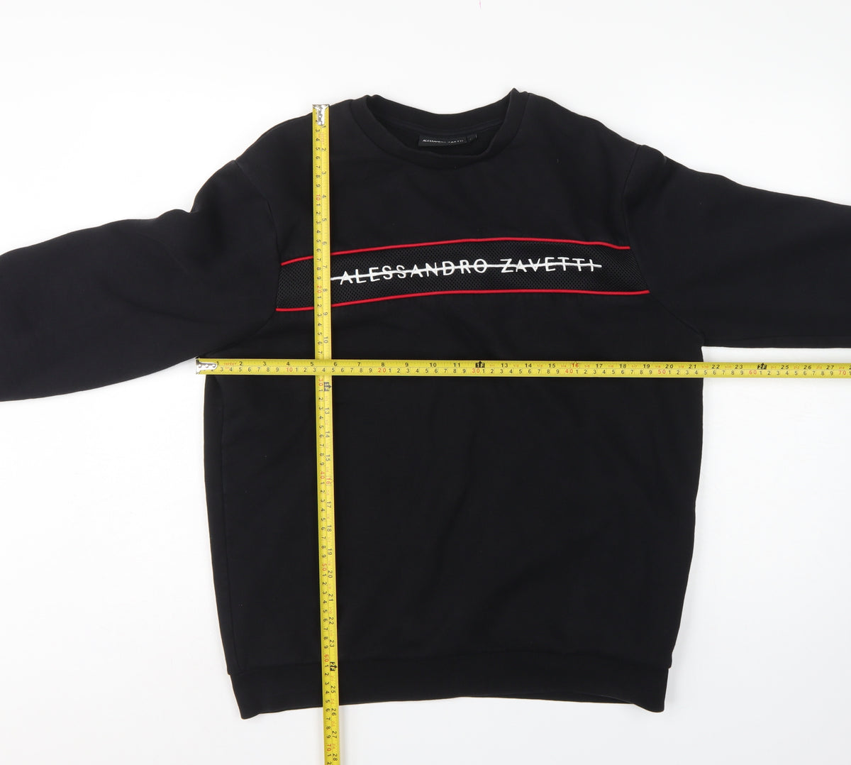Alessandro Zavetti Men Black L Logo Pullover Crew Neck Sweatshirt