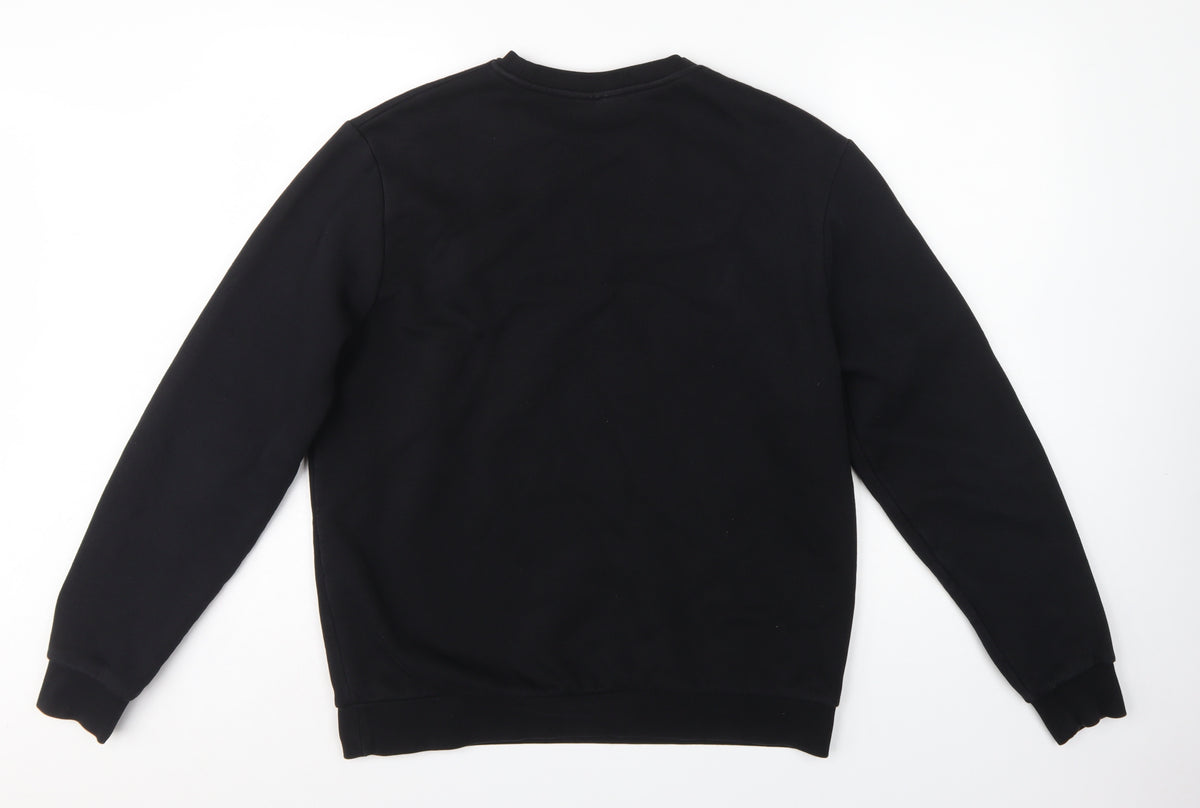 Alessandro Zavetti Men Black L Logo Pullover Crew Neck Sweatshirt