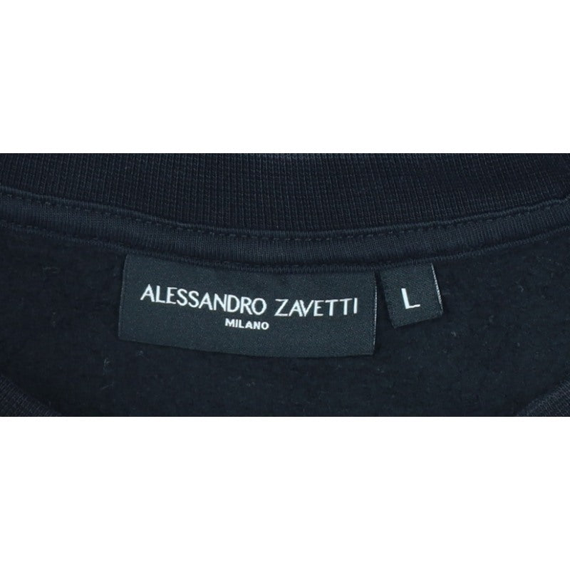 Alessandro Zavetti Men Black L Logo Pullover Crew Neck Sweatshirt