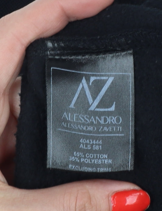 Alessandro Zavetti Men Black L Logo Pullover Crew Neck Sweatshirt