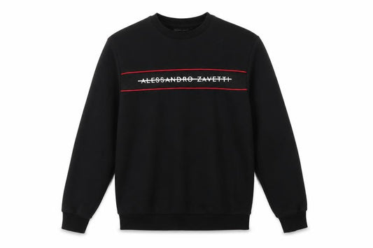 Alessandro Zavetti Men Black L Logo Pullover Crew Neck Sweatshirt