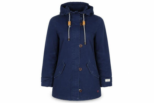 Joules Women’s Blue UK 14 Coast Mid Hooded Waterproof Rain Coat