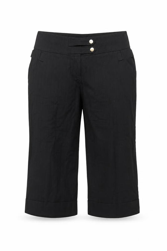 River Island Women's Black UK 16 Cropped Trousers Gold Buttons