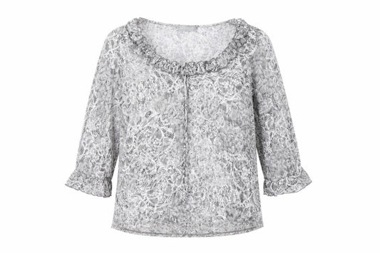Marks and Spencer Per Una Women Grey Floral Lace Tunic Blouse UK 18
