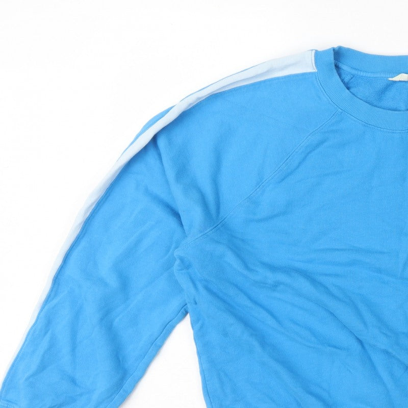 Hush Women’s Blue L Colourblock Raglan Cotton Pullover Sweatshirt