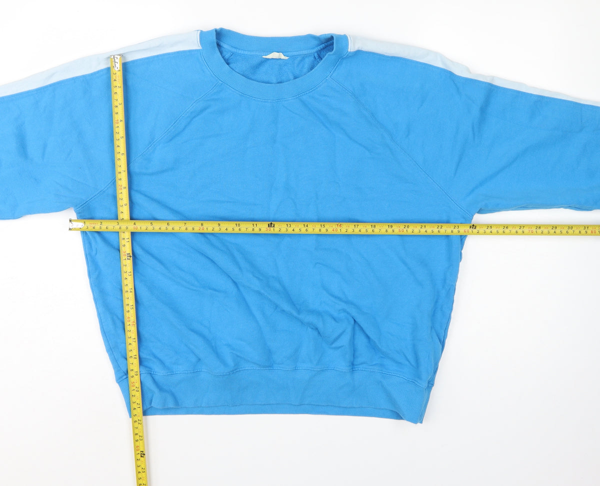Hush Women’s Blue L Colourblock Raglan Cotton Pullover Sweatshirt
