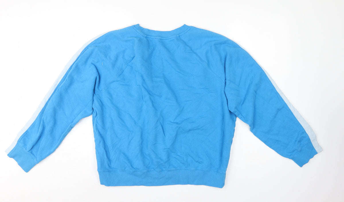 Hush Women’s Blue L Colourblock Raglan Cotton Pullover Sweatshirt