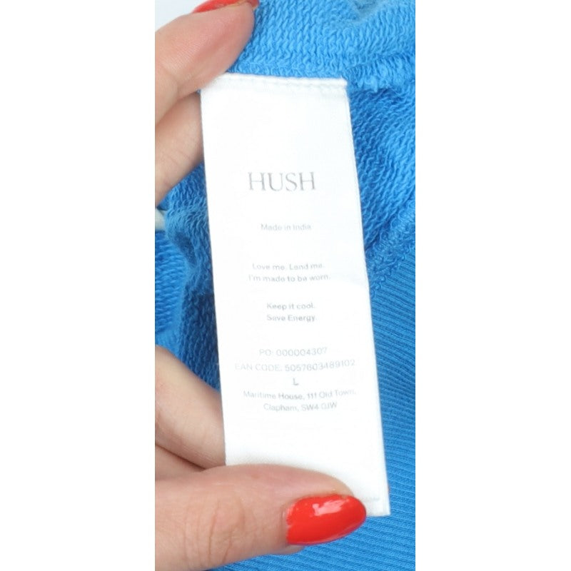 Hush Women’s Blue L Colourblock Raglan Cotton Pullover Sweatshirt