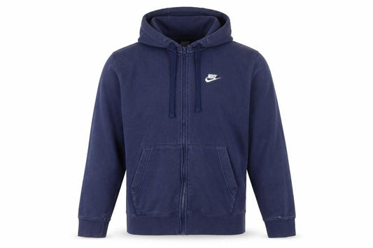 Nike Men's Navy M Full Zip Hooded Logo Cotton Blend Hoodie