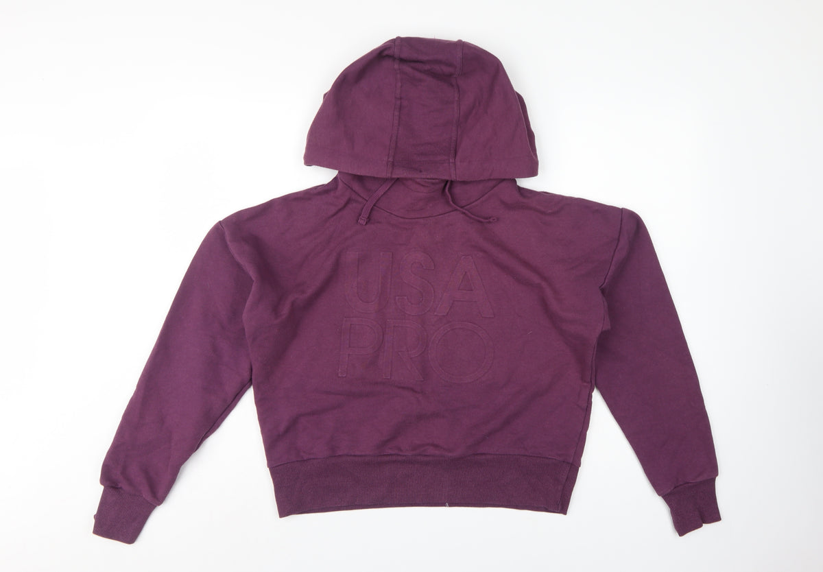 USA Pro Women's Purple UK 12 Pullover Hoodie Logo Drawstring