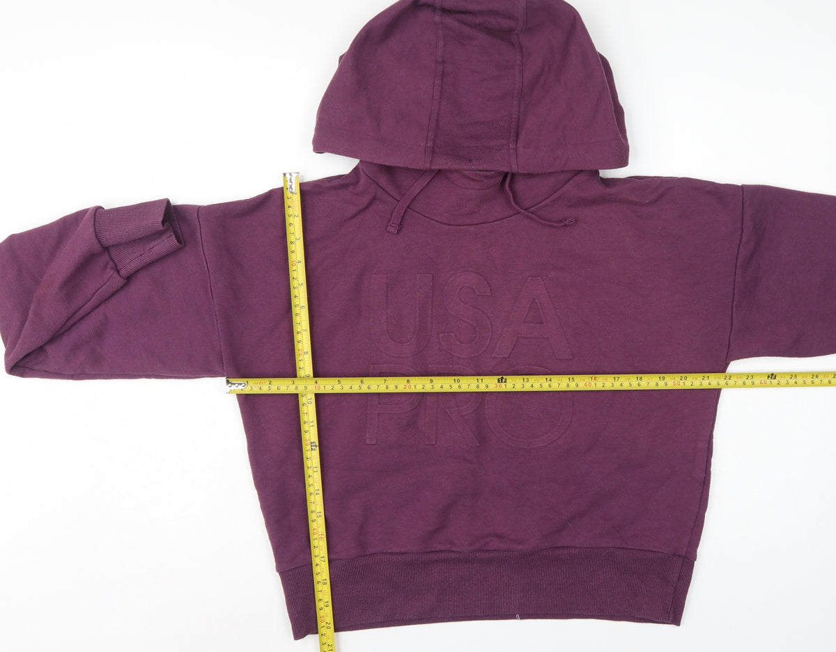 USA Pro Women's Purple UK 12 Pullover Hoodie Logo Drawstring