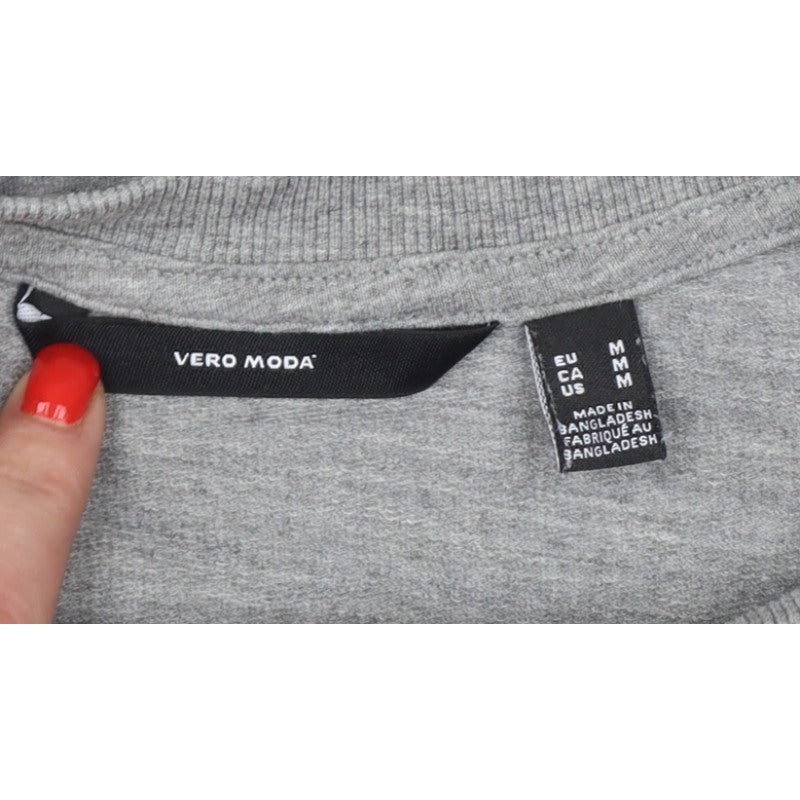 Vero Moda Women Grey M Pullover Crew Neck Long Sleeve Sweatshirt