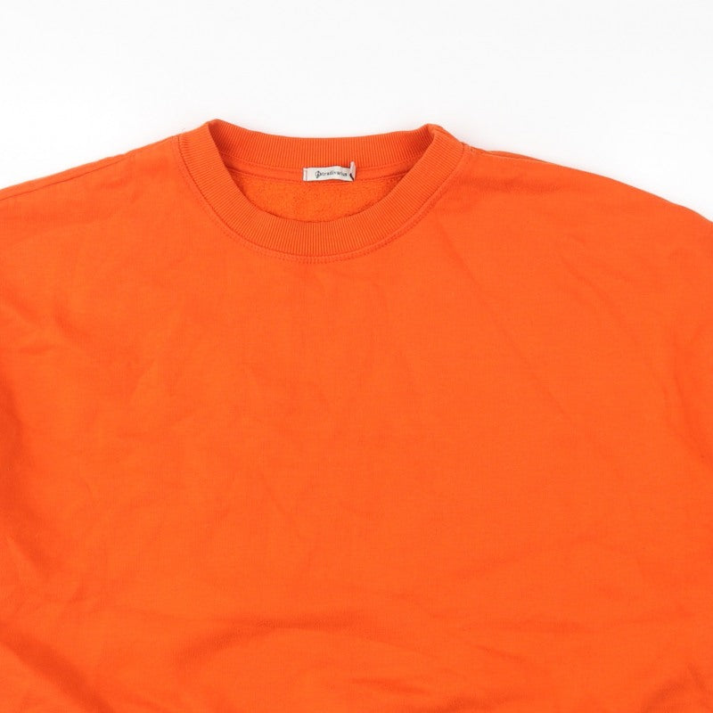 Stradivarius Women Orange S Oversized Crew Neck Pullover Sweatshirt