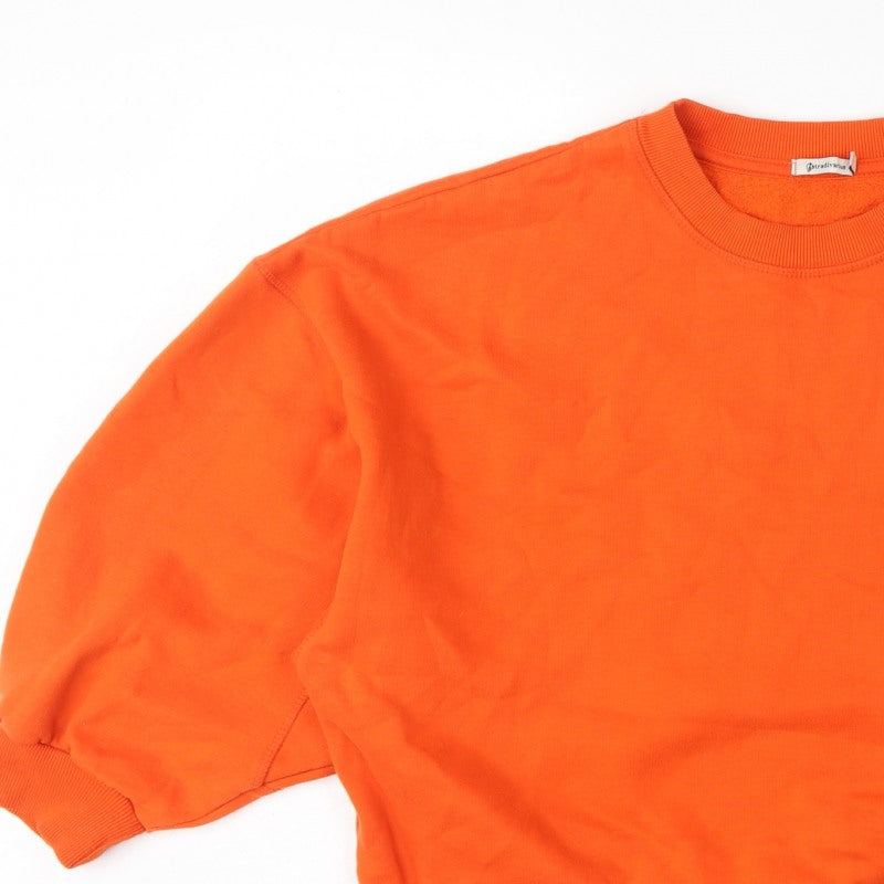 Stradivarius Women Orange S Oversized Crew Neck Pullover Sweatshirt