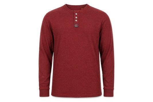 Superdry Men Red Marl Henley Long Sleeve T-Shirt Size M
