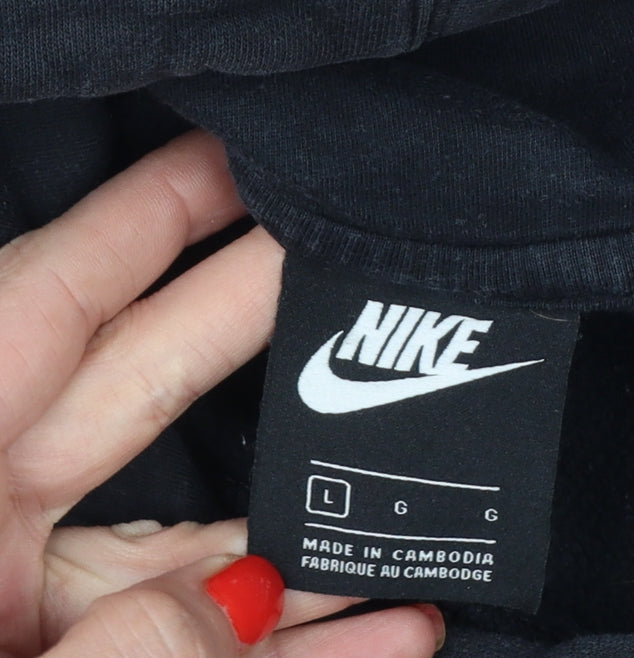 Nike Unisex Adults Black L Pullover Hoodie Logo Pocket