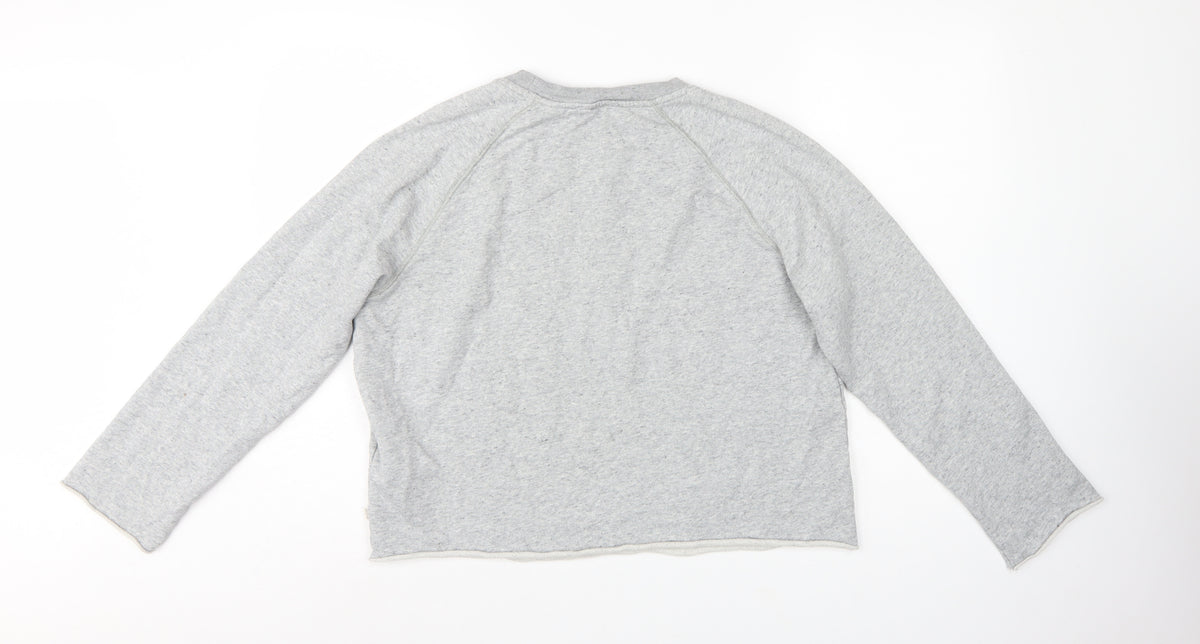 Levi's Women's Grey L Logo Cropped Pullover Sweatshirt Raglan