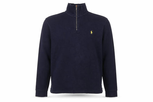 Polo Ralph Lauren Men's Navy L Quarter Zip Cotton Sweatshirt Logo