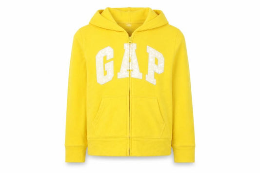GAP Girls Yellow Sequin Logo Full Zip Hoodie 12-13 Years