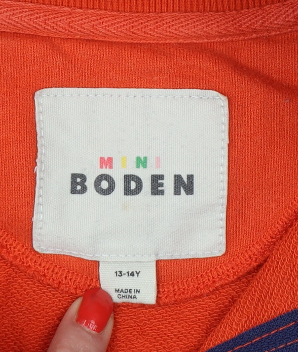 Boden Boys Orange 13-14 Years 1/4 Zip High Neck Sweatshirt