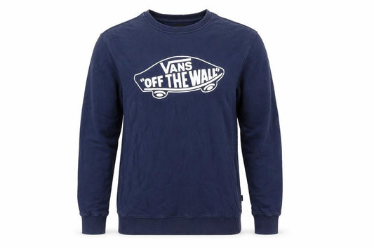 Vans Men's Blue Large Pullover Sweatshirt Off The Wall Logo