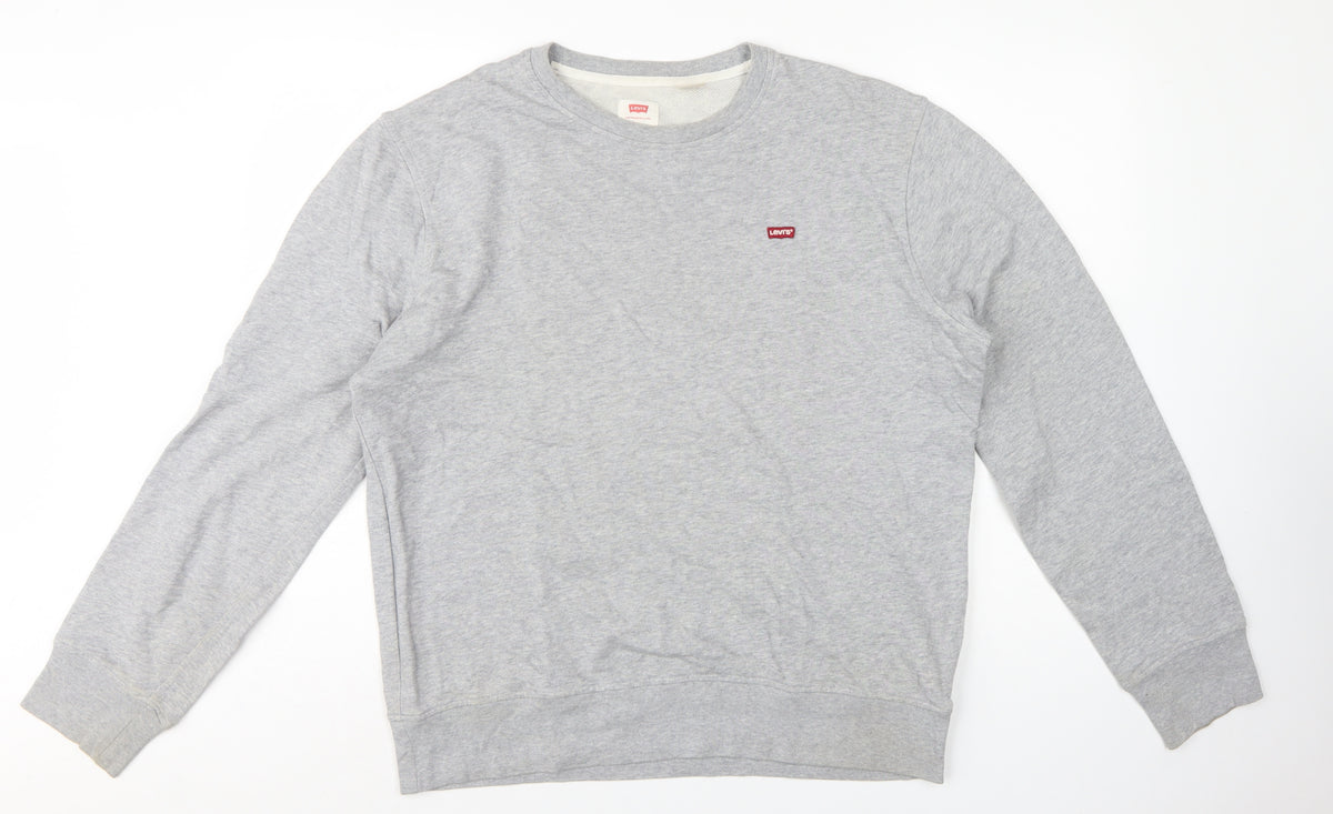 Levi's Men's Grey L Crew Neck Pullover Logo Sweatshirt