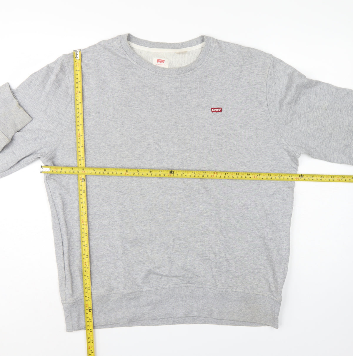 Levi's Men's Grey L Crew Neck Pullover Logo Sweatshirt