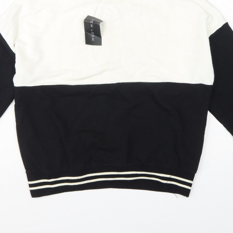 New Look Women’s Black Cream Colourblock Pullover Sweatshirt UK 10