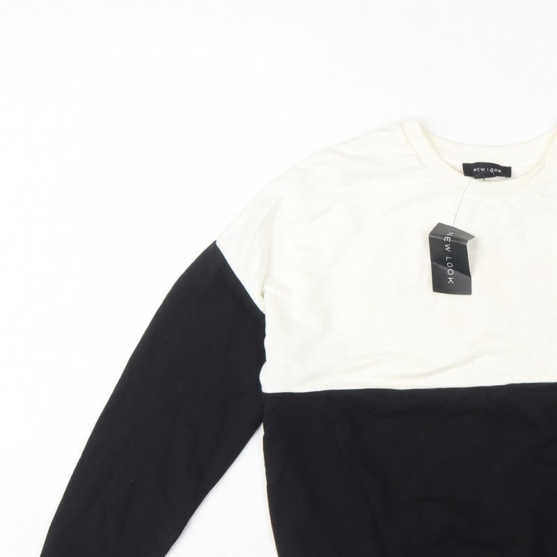 New Look Women’s Black Cream Colourblock Pullover Sweatshirt UK 10
