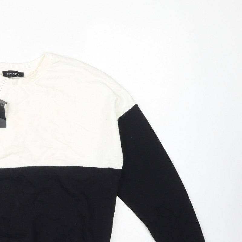 New Look Women’s Black Cream Colourblock Pullover Sweatshirt UK 10