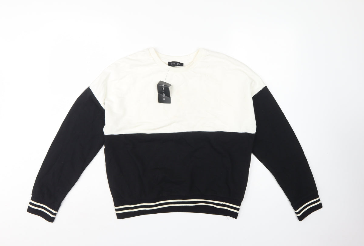 New Look Women’s Black Cream Colourblock Pullover Sweatshirt UK 10