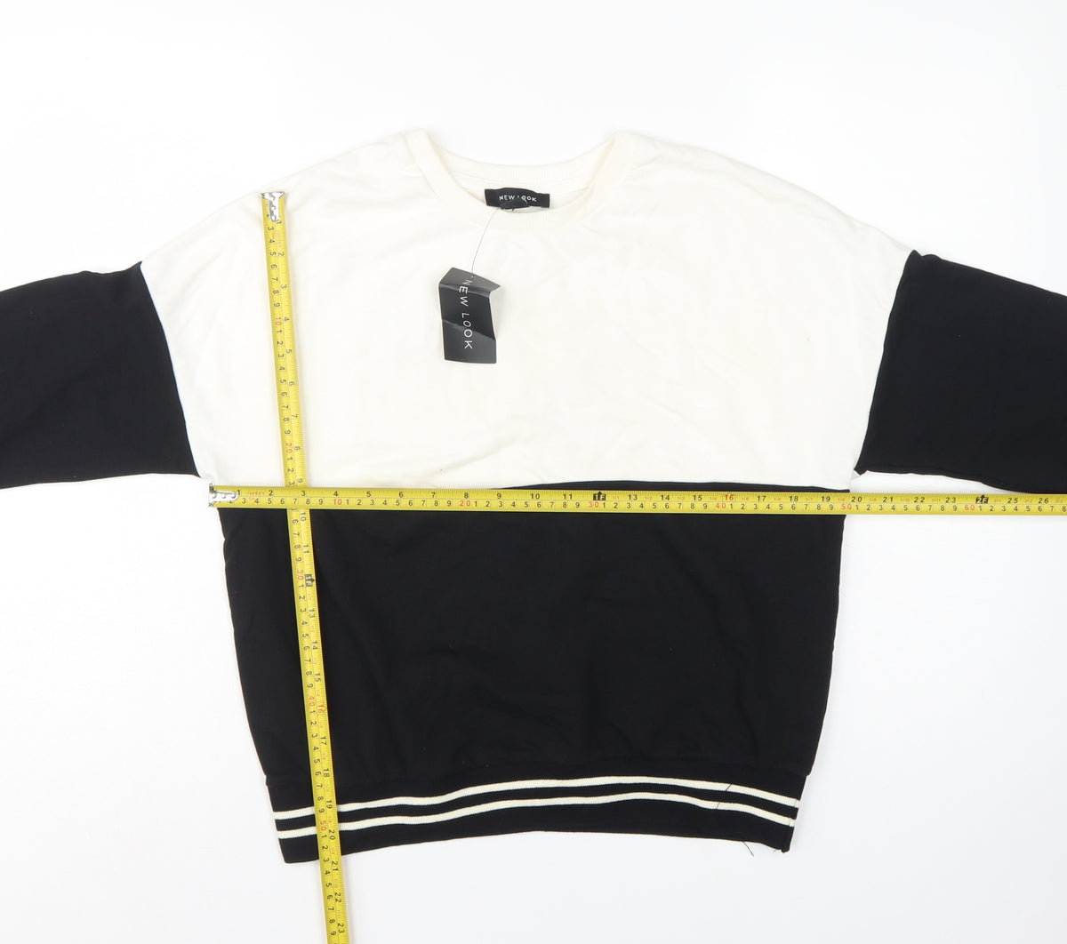 New Look Women’s Black Cream Colourblock Pullover Sweatshirt UK 10