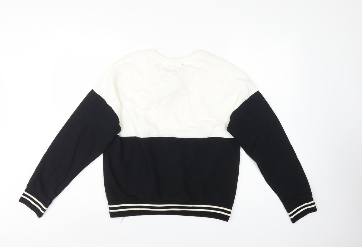 New Look Women’s Black Cream Colourblock Pullover Sweatshirt UK 10