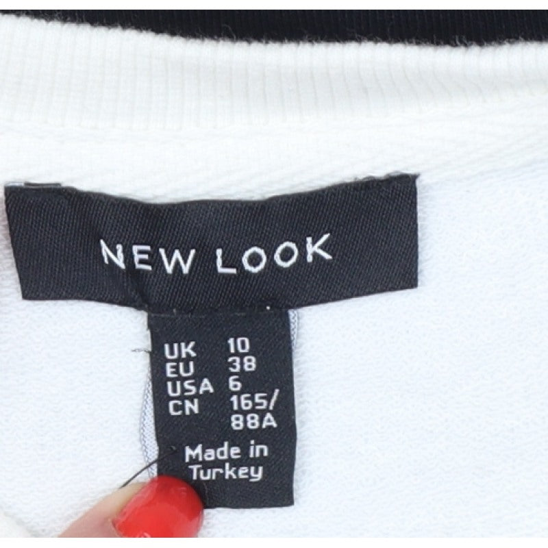 New Look Women’s Black Cream Colourblock Pullover Sweatshirt UK 10